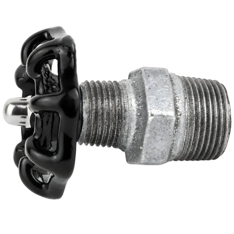 Volant noir 52 mm sur mamelon, écrou inox, raccord en fonte galvanisée