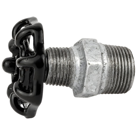 Volant noir 52 mm sur mamelon, écrou noir, raccord en fonte galvanisée