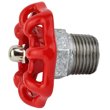 Volant rouge 52 mm sur demi-mamelon, 1/2'' écrou inox, raccord en fonte galvanisée
