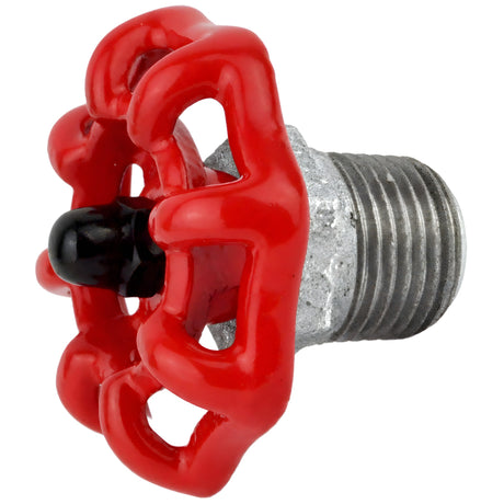 Volant rouge 52 mm sur demi-mamelon, 1/2'' écrou noir, raccord en fonte galvanisée