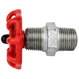 Volant rouge 52 mm sur mamelon, 1/2'' écrou noir, raccord en fonte galvanisée
