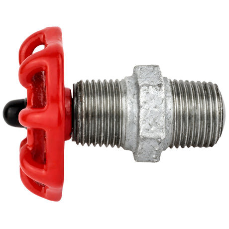 Volant rouge 52 mm sur mamelon, 1/2'' écrou noir, raccord en fonte galvanisée