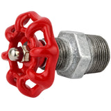 Volant rouge 52 mm sur mamelon, écrou inox, raccord en fonte galvanisée