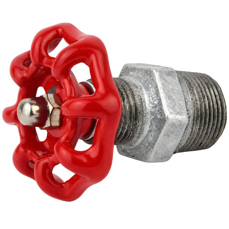 Volant rouge 52 mm sur mamelon, écrou inox, raccord en fonte galvanisée