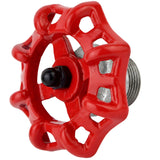 Volant rouge 72 mm sur demi-mamelon, 1/2'' écrou noir, raccord en fonte galvanisée