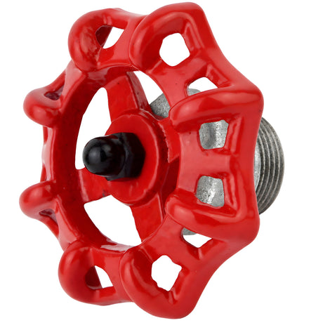 Volant rouge 72 mm sur demi-mamelon, 1/2'' écrou noir, raccord en fonte galvanisée