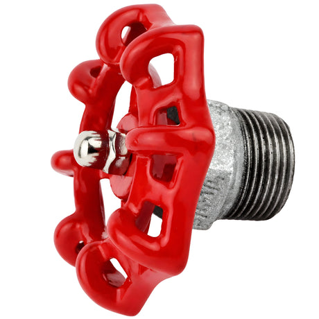 Volant rouge 72 mm sur demi-mamelon, écrou inox, raccord en fonte galvanisée