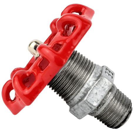 Volant rouge 72 mm sur mamelon, 1/2'' écrou inox, raccord en fonte galvanisée