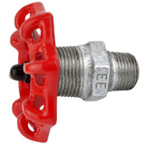Volant rouge 72 mm sur mamelon, 1/2'' écrou noir, raccord en fonte galvanisée