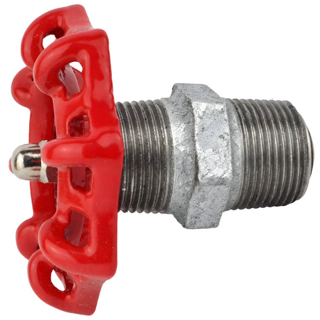 Volant rouge 72 mm sur mamelon, écrou inox, raccord en fonte galvanisée