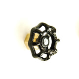 Bouton poignée de porte avec volant noir de vanne en laiton