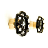 Bouton poignée de porte avec volant noir de vanne en laiton style industriel