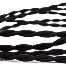 Câble électrique textile noir torsadé