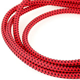 Câble électrique textile rouge et noir - câble bicolore pour lampe industrielle