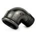 Cotovelo 90° M/F raio pequeno ferro fundido preto