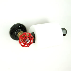Dérouleur de papier WC avec volant rouge en fonte et laiton