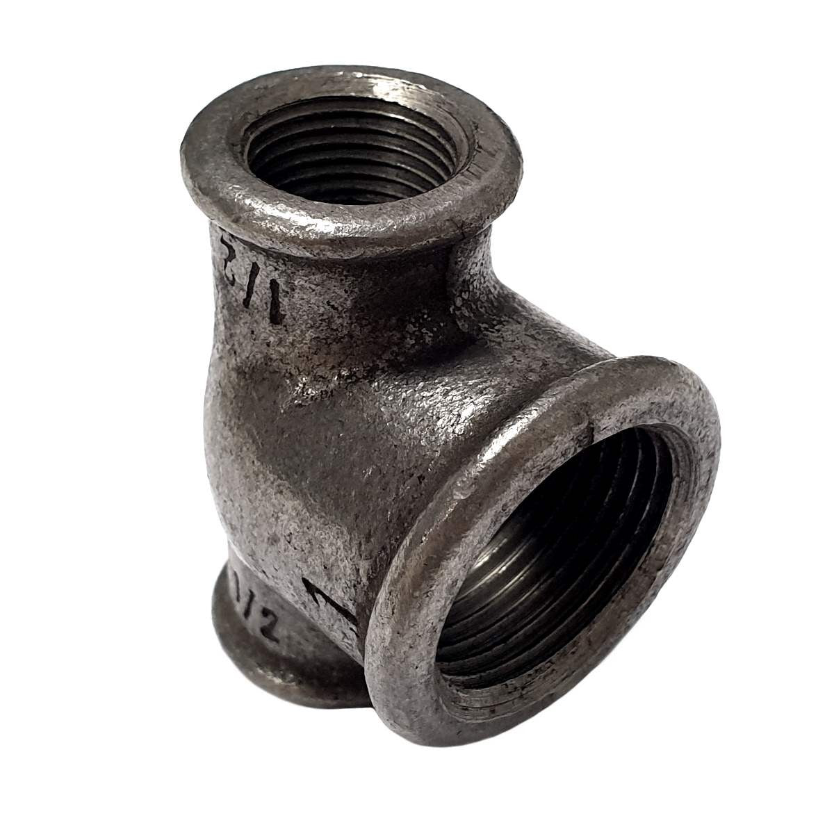 Raccord Té réduit fonte noire Fem/Fem/Fem