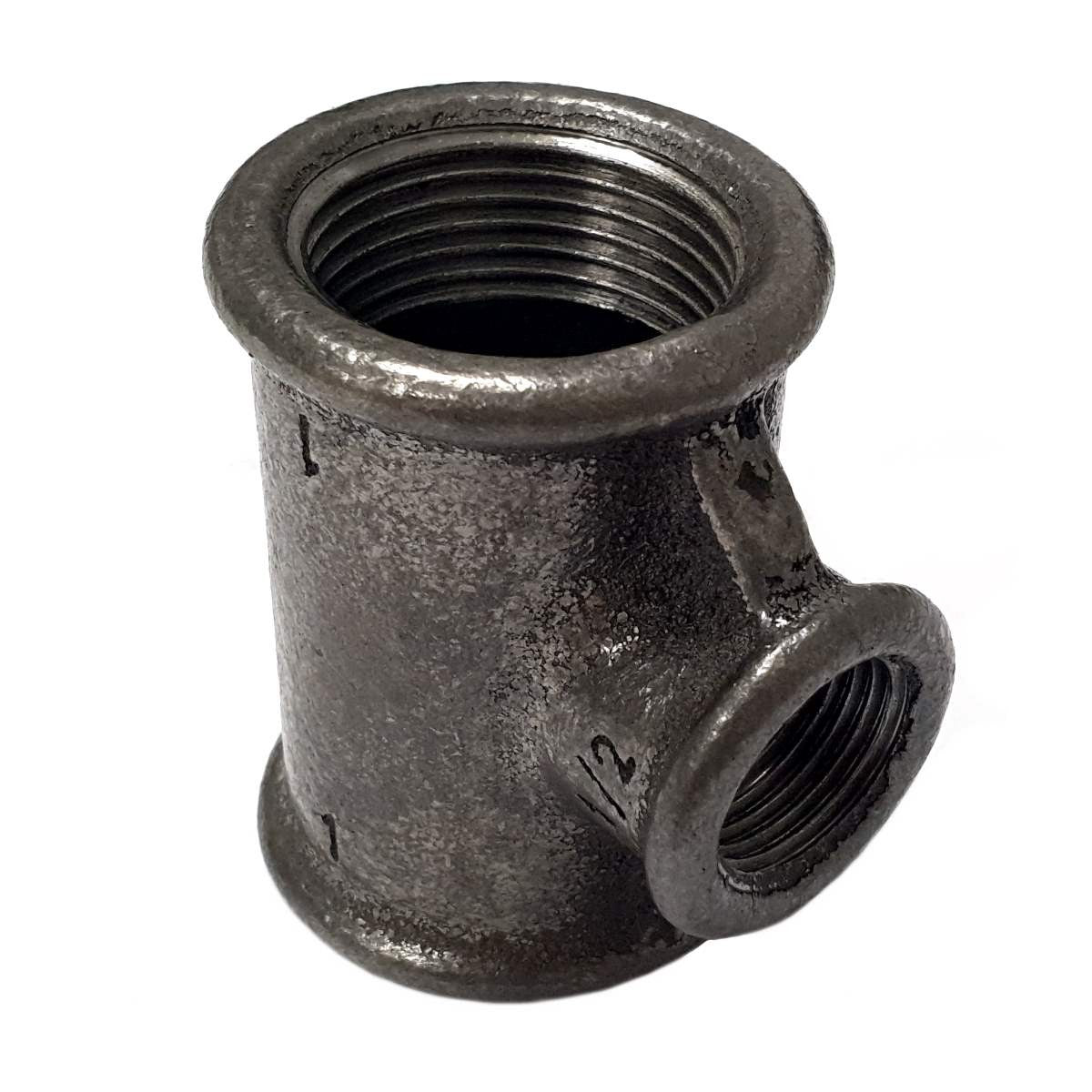 Raccord Té réduit fonte noire Fem/Fem/Fem