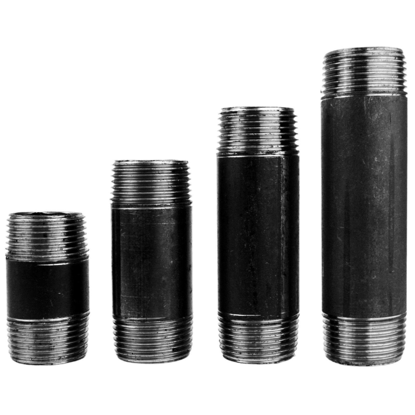 4 tubes 1'' en acier noir fileté 26x34mm